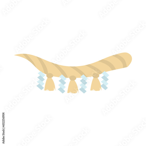 大根締めのしめ縄。フラットなベクターイラスト。
Japanese sacred rope twisted like a white radish shape. Flat designed vector illustration.