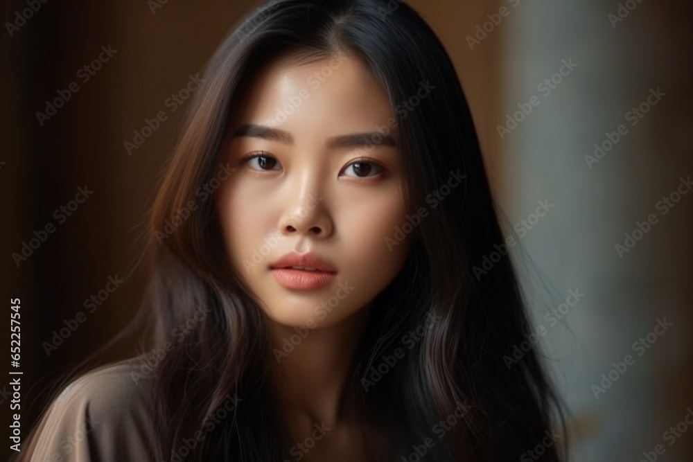 Obraz premium Young asian beauty woman, korean makeup style. Generative Ai