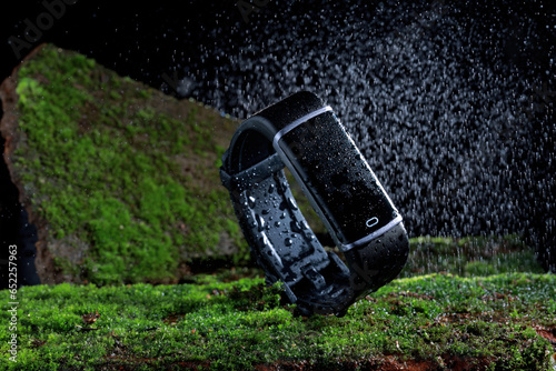Water Resistant Social Distancing Wristbands Creative background with water drops and greenery  