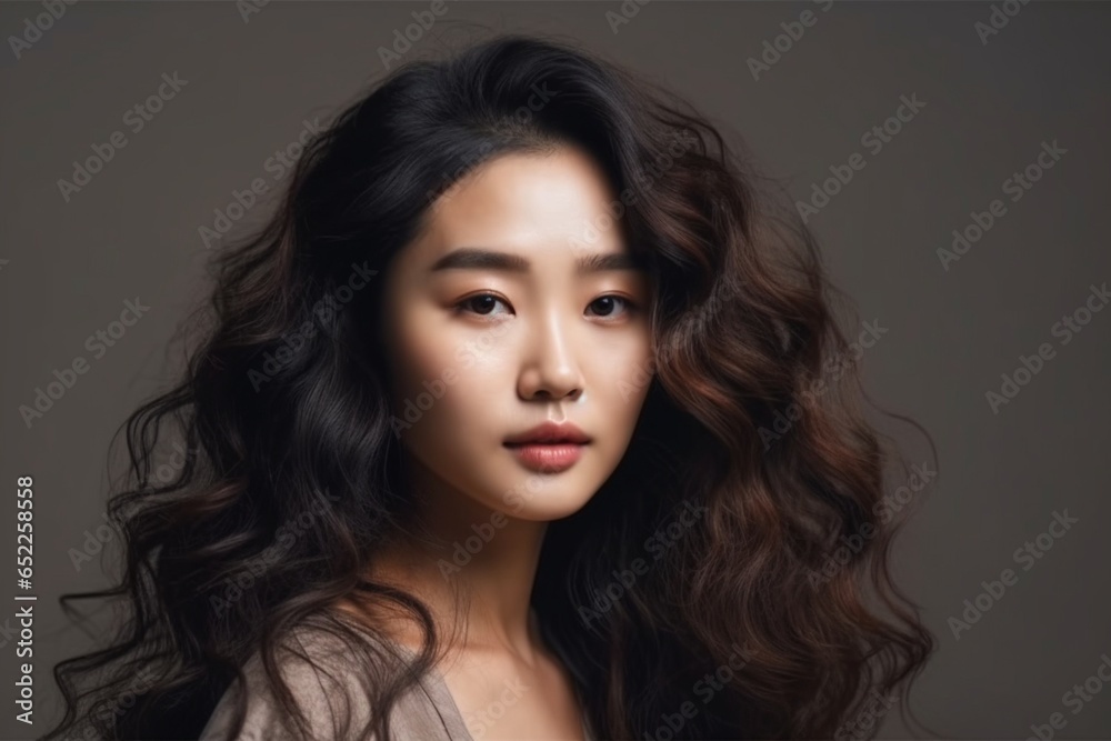 Fototapeta premium Young asian beauty woman, korean makeup style. Generative Ai