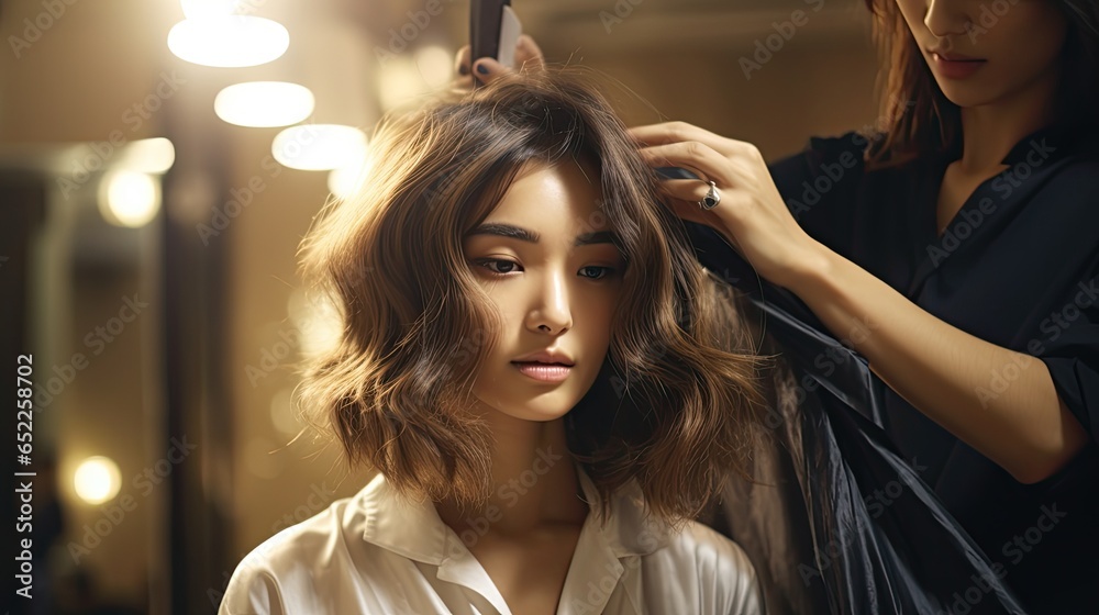 Fototapeta premium Beautiful woman in the hair dresser
