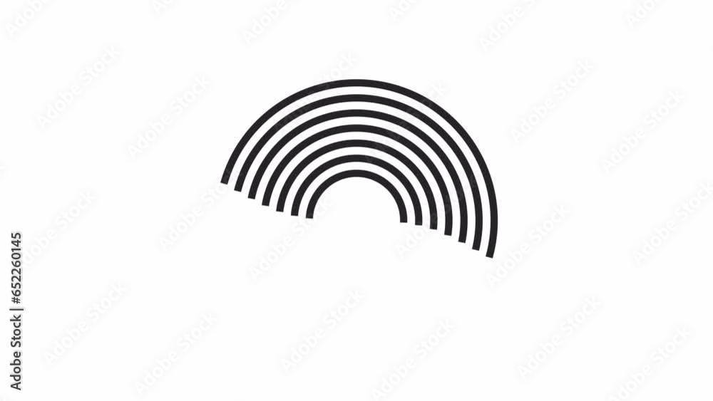 Rotating rainbow spinner black and white loading animation. Spinning clockwise outline 2D cartoon preloader, flat ui element 4K video loader motion graphic. Childhood waiting animated indicator gif