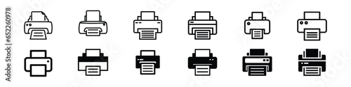 Printer vector icons set. Printer icon on white background. printer icon, app web signs,  icons of a paper printer with outline styles, Print icon set. photocopy machine icon vector.