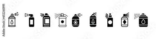 Spay cans that are being sprayed, spays paint. Spay bottle doodle icon in vector, spay can icon, spay water bottle