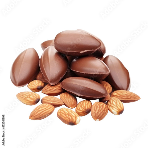 Lots of almonds isolated on transparent background
