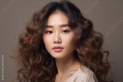 Young asian beauty woman, korean makeup style. Generative Ai