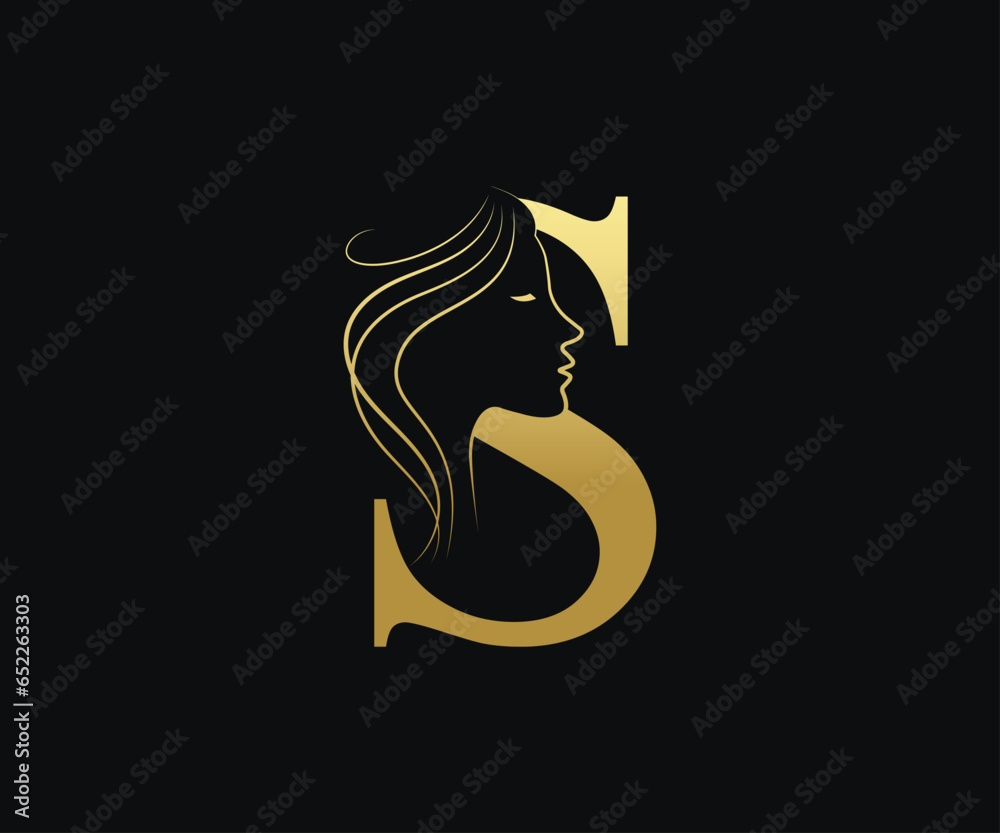 S letter Beauty face, hair salon logo design vector template Stock ...