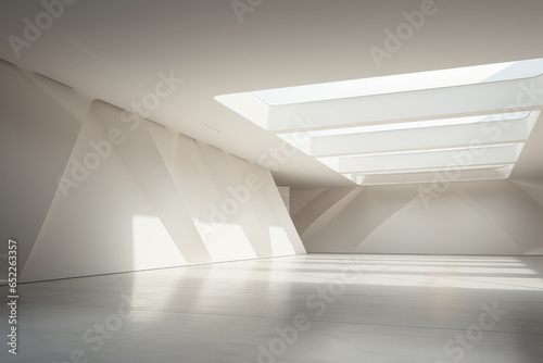 Empty Gallery Hall, minimal interior style. Generative AI