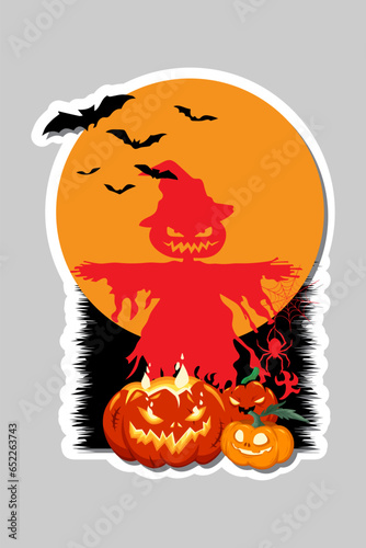 Halloween  sticker with pumpkin