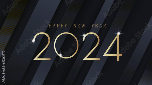 Canvastavla Modern black abstract background concept with Happy New Year 2024