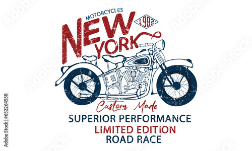 Motorcycle New York Custom Made  Editable for graphic tee t shirt or sweatshirt - Vector	 