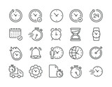 Time, clock, calendar thin line icons. Editable stroke. For website marketing design, logo, app, template, ui, etc. Vector illustration.