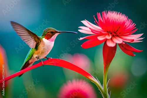 In a blur of iridescence, a hummingbird dances gracefully, its wings a symphony of rapid beats in flight