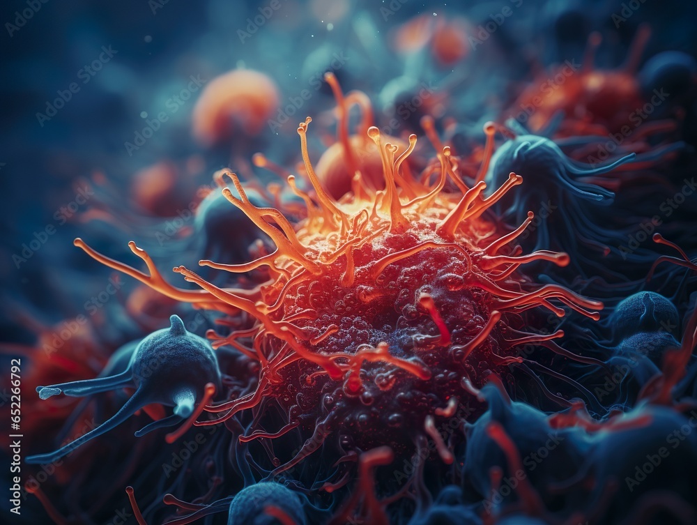 Flu virus cell close up Flu virus cell close up