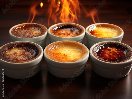 Creme brulee trio with vanilla chocolate and coffee flavors