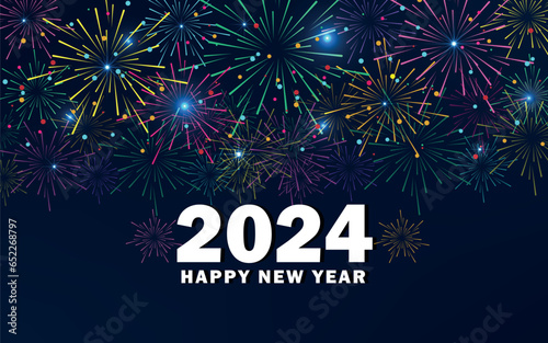 2024 Happy New Year Background with Fireworks
