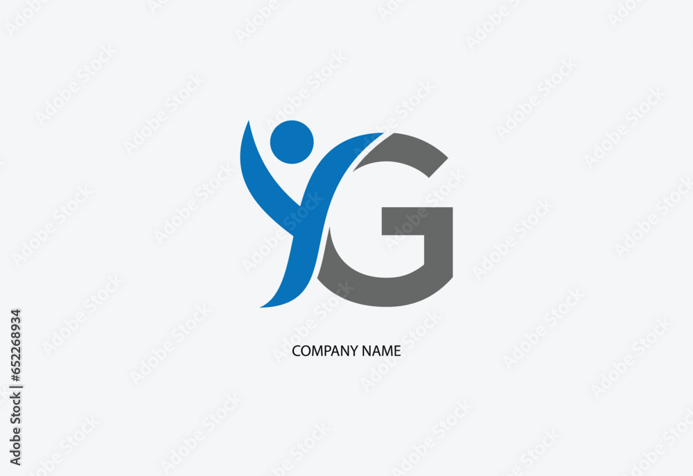 Human with letter G logo design concept template