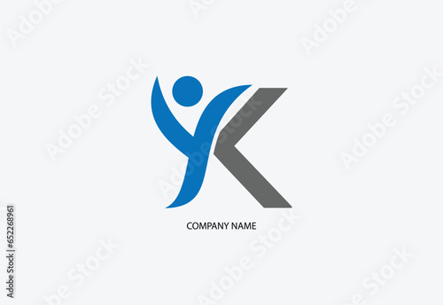 Human with letter K logo design concept template