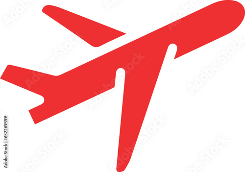 Vector design on red airplane icon isolated on a white background