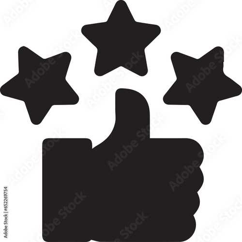 Vector design of feedback stars and like icon for reviews on a white background