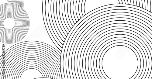 Abstract black and white vector featuring circles and lines interlocking on a white background © Tayyab Abbas/Wirestock Creators