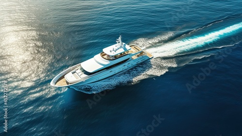 Huge Yacht in the Ocean Navigating. Professional Shot made with a Drone.  © Boss