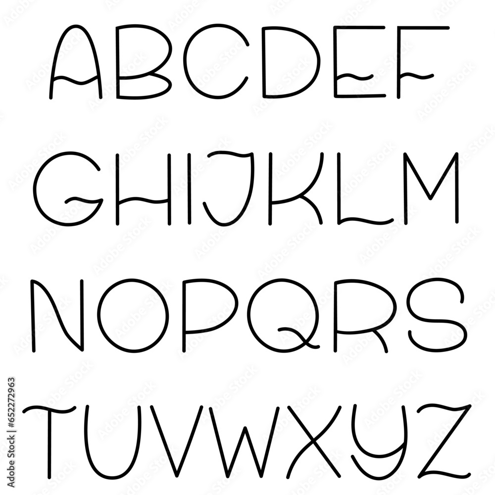 Sans serif alphabet template. Vector illustration.