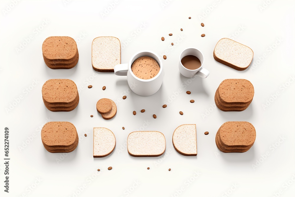コルク調のパンとコーヒー(3Dピクト) コルク調のパンとコーヒー(3Dピクト)