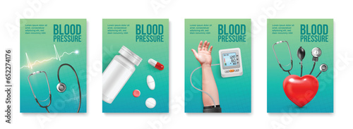 Realistic Blood Pressure Poster Set