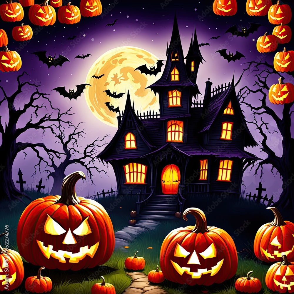 Halloween Spooky Nighttime Scene Background Halloween Spooky Nighttime Scene Background