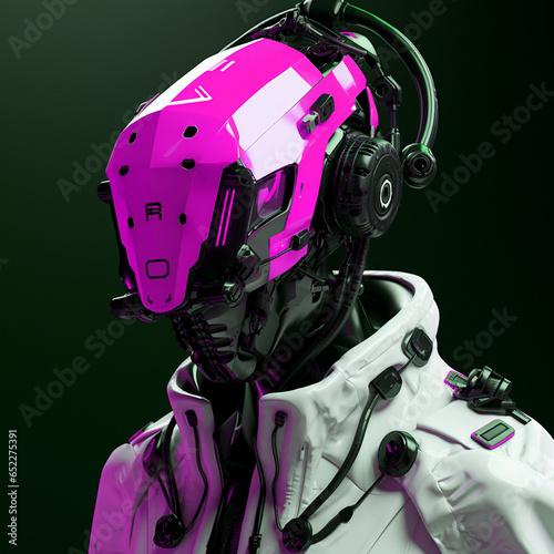 Robot Portrait Head Exoskeleton Droid Futuristic Bot Machine Space Heavy Battle Cyberpunk Humanoid Apocalypse Generative AI