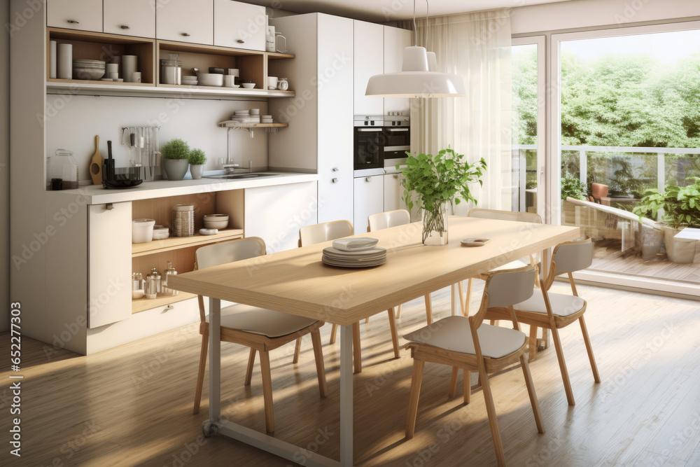 Multi-functional Spaces: An open-plan kitchen that flows into a dining ...