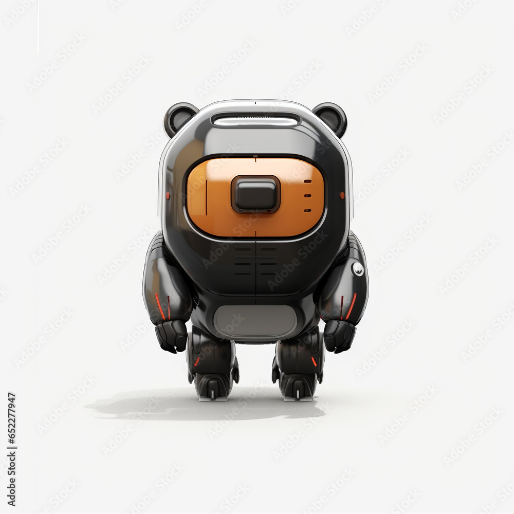 Bear Cute Robot Portrait Head Exoskeleton Droid Futuristic Bot Machine Space Heavy Battle Cyberpunk Humanoid Apocalypse Generative AI