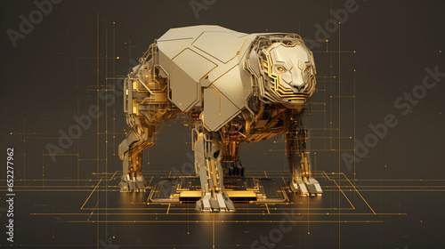 Tiger Leopard Robot Portrait Head Exoskeleton Droid Futuristic Bot Machine Space Heavy Battle Cyberpunk Humanoid Apocalypse Generative AI