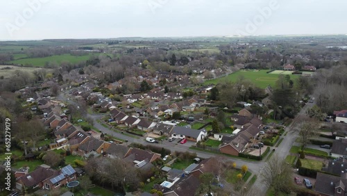 Drone view over a residential district in Ashton under Lyne, Manchester, United Kingdom photo