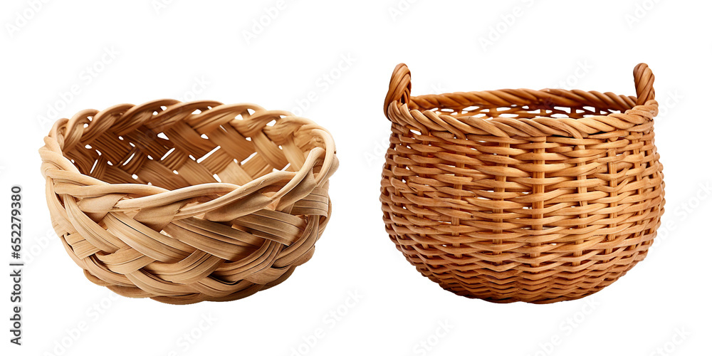 Hand woven basket, transparent background, isolated image, generative AI
Hand woven basket, transparent background, isolated image, generative AI