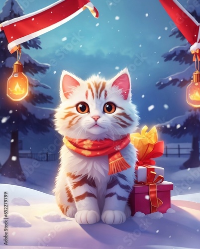 cat in a christmas hat