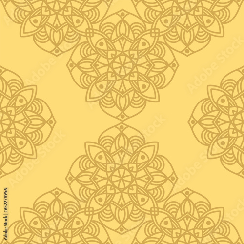 Seamless pattern with mandala ornament. The print is well suited for textiles  wallpaper and packaging.