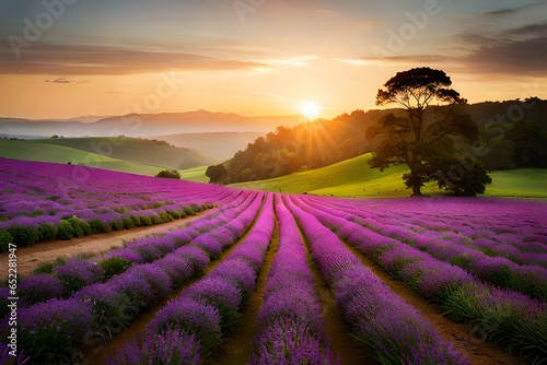 lavender field at sunrise