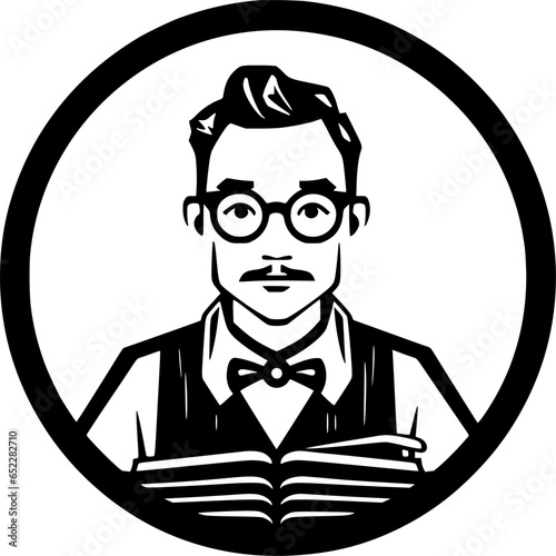 Teacher | Black and White Vector illustration