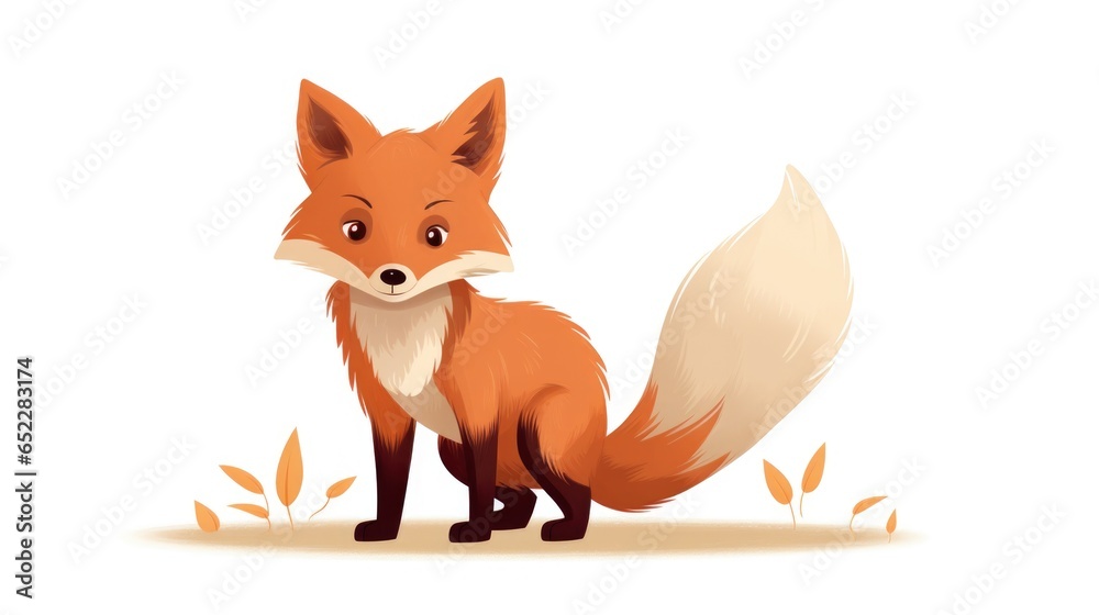 Cute cartoon red fox isolated on white background. Cute cartoon red fox isolated on white background.