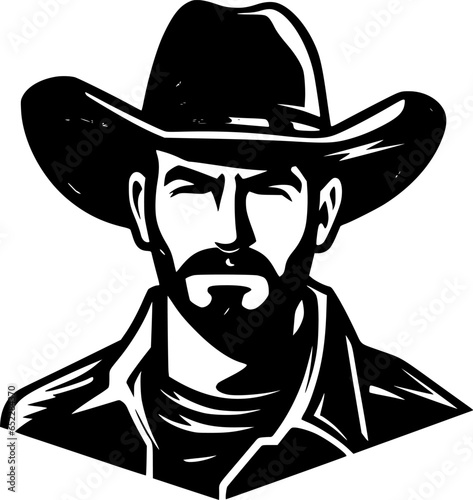 Cowboy - Black and White Isolated Icon - Vector illustration