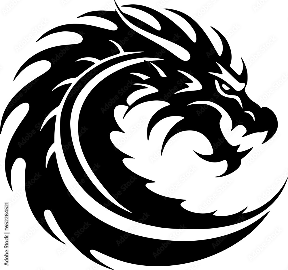 Naklejka premium Dragon - Black and White Isolated Icon - Vector illustration