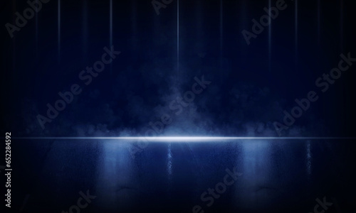 Dynamic Smoke and Fog Set the Stage on a Dark Abstract Backdrop with Spotlight