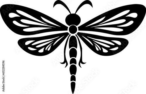 Dragonfly - Black and White Isolated Icon - Vector illustration