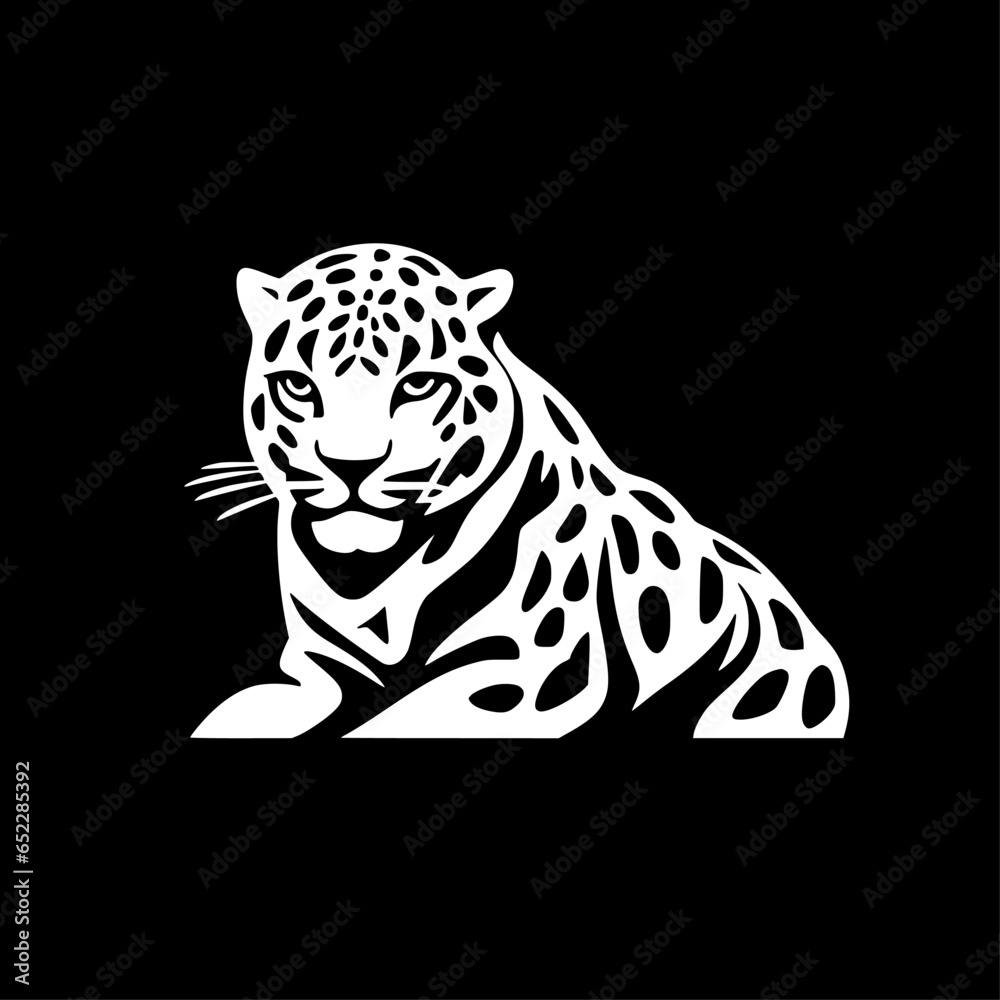 Obraz premium Leopard | Black and White Vector illustration