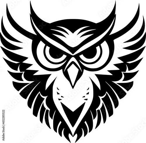 Owl - Black and White Isolated Icon - Vector illustration photo