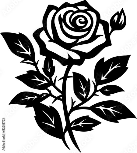 Roses - Black and White Isolated Icon - Vector illustration