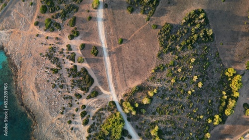 Εκτύπωση καμβά Shot of a rugged coastline near Sa Coma in Mallorca, Spain, with dense trees