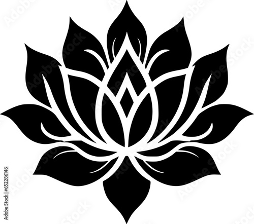 Lotus Flower - Black and White Isolated Icon - Vector illustration